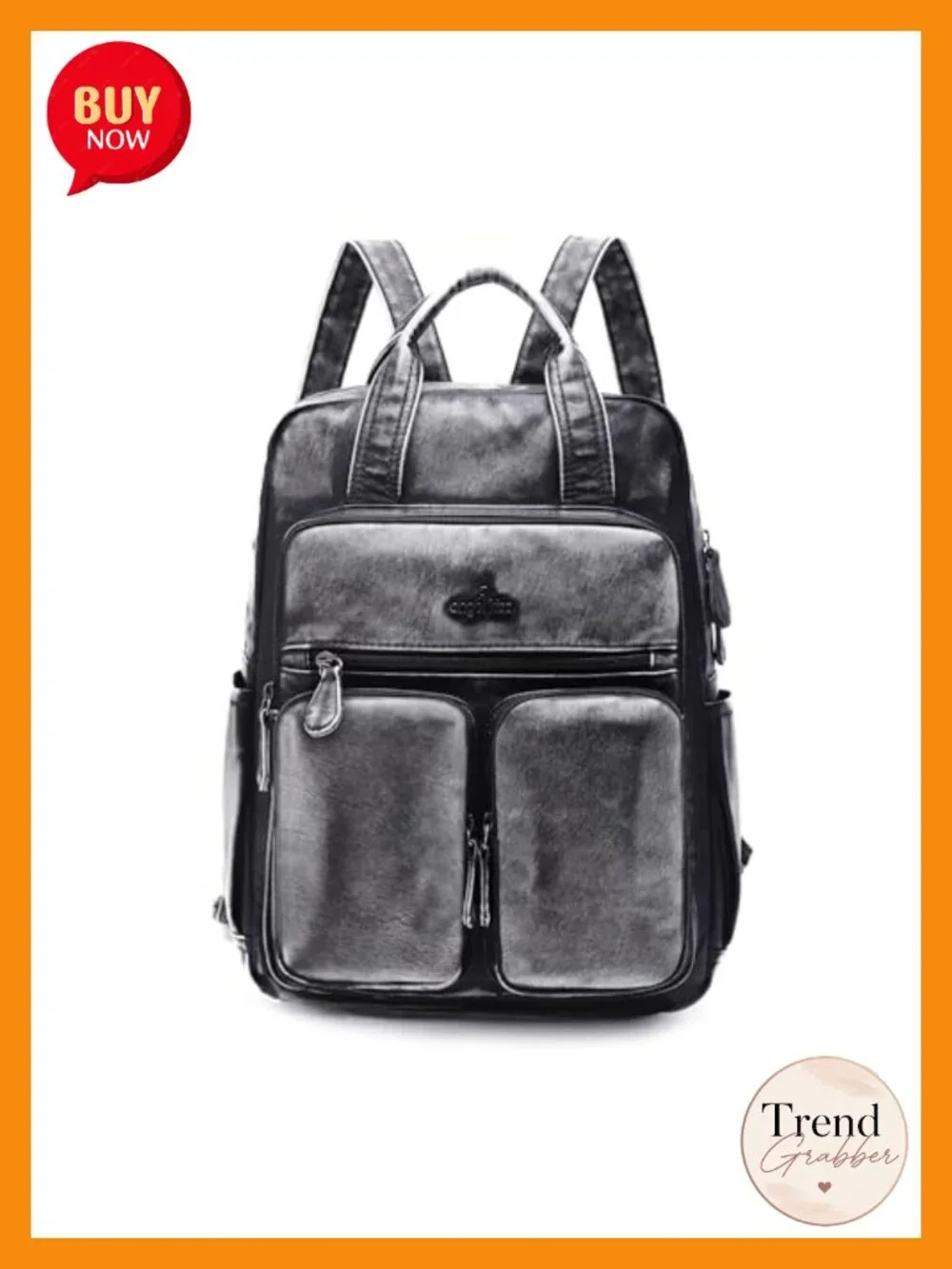 Women's Vegan Leather Backpack Purse Multi Pocket Travel Daypack